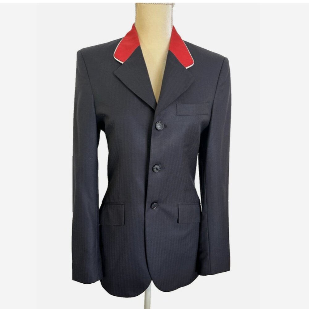 Mens Vintage Show Coat 34R Red Collar Grand Prix Riding Jacket Equestrian